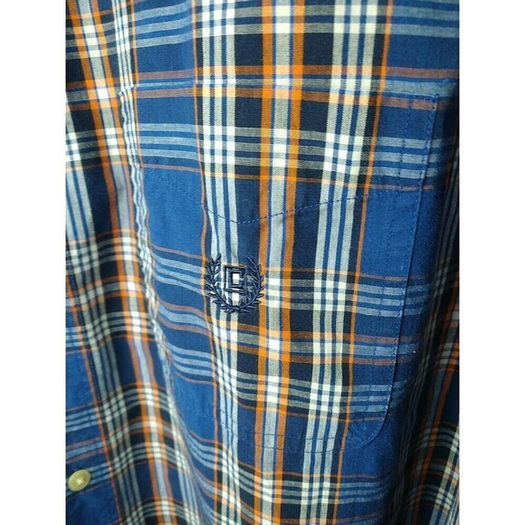 Chaps Men's Easy Care Cotton Long sleeve Button Down Shirt, Large, Blue Plaid - Picture 5 of 11
